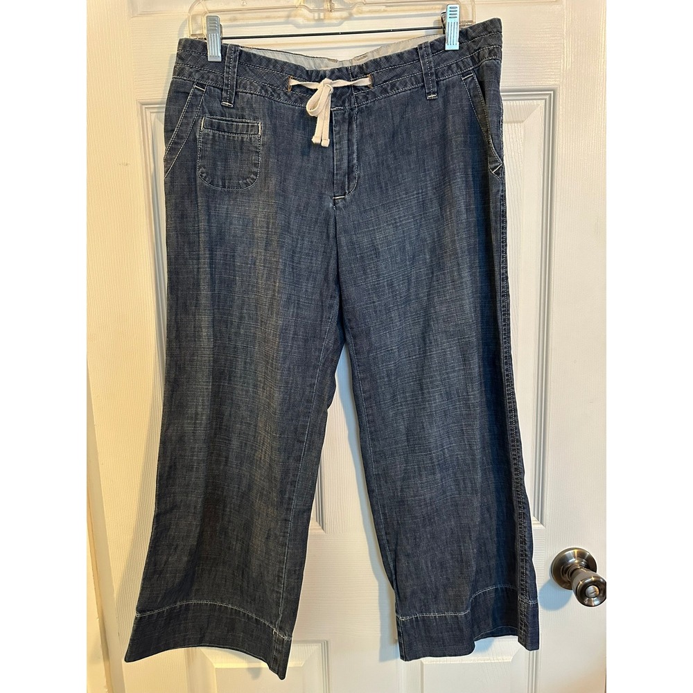 Gap Women Blue Cropped Wide Leg Jeans‎ Relaxed Fit Size 8
